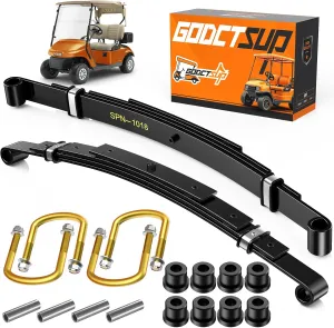 Golf Cart Heavy Duty Rear 4-Leaf Spring Kit, Fits EZGO TXT 1994-Up Electric and 1994-2009 Gas Carts, EZGO TXT Rear Leaf Springs with Bushings Sleeves, High Load Capacity Suspension System