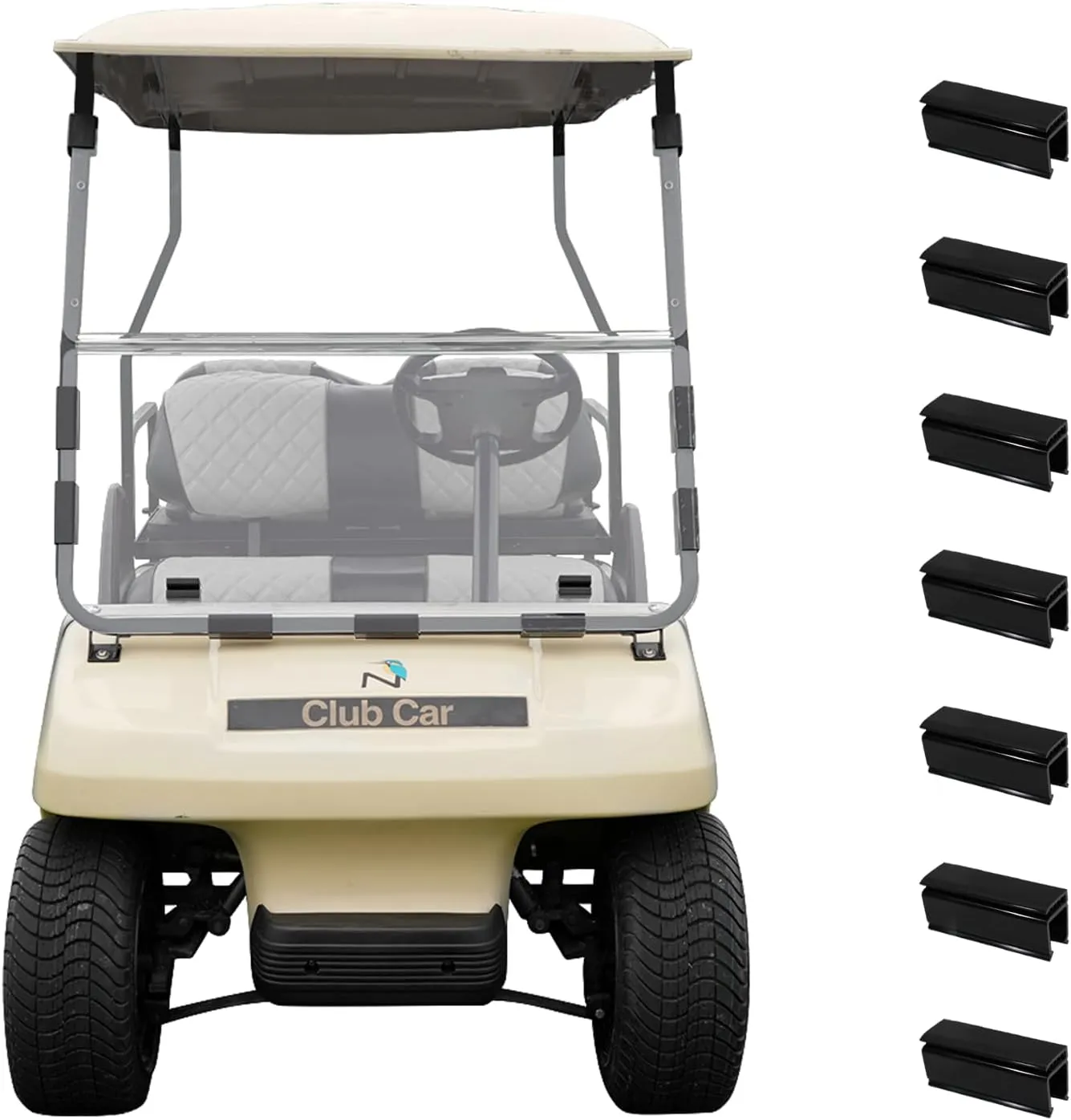 Golf Cart Windshield Club Car DS 1982-2000 Gas & Electric Models, 5MM Thicken Foldable, Highly Transparent and Impact Resistant Acrylic - Clear