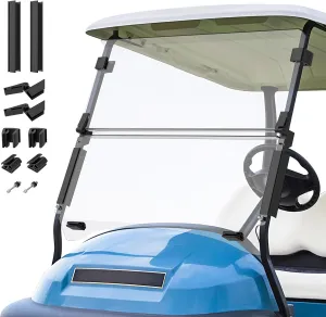 Golf Cart Windshield for Club Car Precedent,Tempo,Onward 2004-up Gas/Electric Golf Carts, Foldable PC UV Resistant Clear Windshield (37.6"W x 33.6"H)