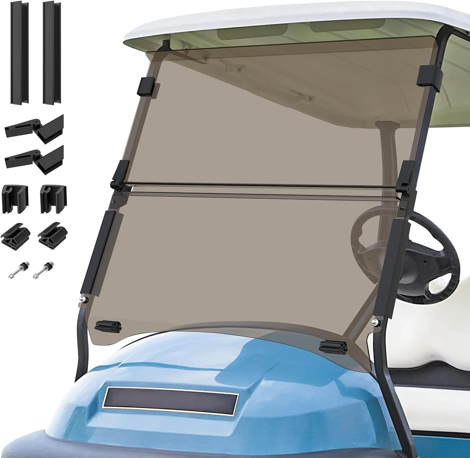 Golf Cart Windshield for Club Car Precedent,Tempo,Onward 2004-up Gas/Electric Golf Carts, Foldable PC UV Resistant Tinted Windshield (37.6"W x 33.6"H)
