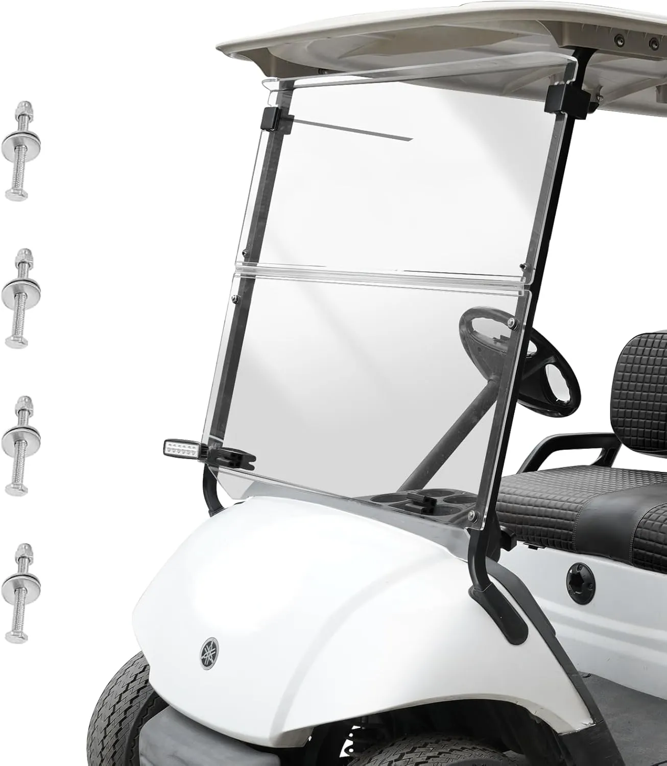 Golf Cart Windshield for YAMAHA G29/Drive 2007-2016 Gas & Electric Models, 5MM Thicken Foldable, Clear Highly Transparent and Impact Resistant Acrylic