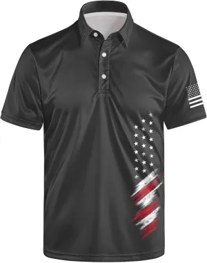Golf Polos for Men Funny Moisture Wicking Golf Shirts Performance Quick-Dry Polo Shirts Short Sleeve