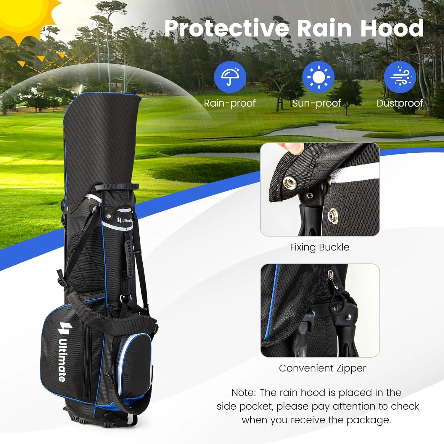 Goplus 14 Way Top Dividers Golf Stand Bag, Lightweight Golf Clubs Bag with Cooler Bag, 6 Zippered Pockets, Dual Shoulder Straps, Rain Hood, Portable Golf Bag with Stand for Men Women