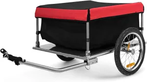 Goplus Bike Cargo Trailer, Foldable Bicycle Trailer with 16” Wheels, Removable Cover, Oxford Fabric, Folding Frame Quick Release, Bike Cart Bike Wagon Trailer for Luggage, Tools, Groceries
