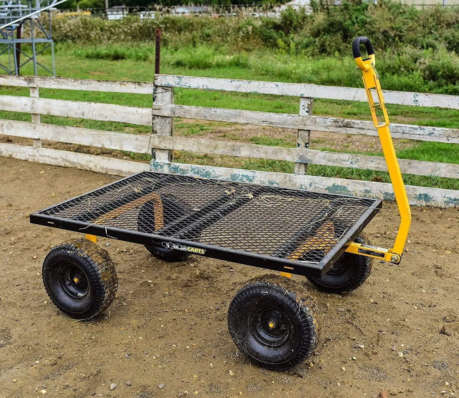 Gorilla Carts GOR1400-COM Steel Utility Garden Cart, Heavy-Duty Convertible 2-in-1 Handle and Removable Sides, 12 cu ft, 1400 lb Capacity, Black