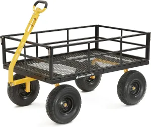 Gorilla Carts GOR1400-COM Steel Utility Garden Cart, Heavy-Duty Convertible 2-in-1 Handle and Removable Sides, 12 cu ft, 1400 lb Capacity, Black