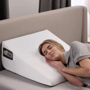 GORILLA GRIP Bed Wedge Pillow for Sleeping, Soft Dual Layer Memory Foam, Stay in Place Dots, Breathable, Ergonomic Headboard Triangle Sleep Support, Reading Elevation Anti Snoring, 12in White