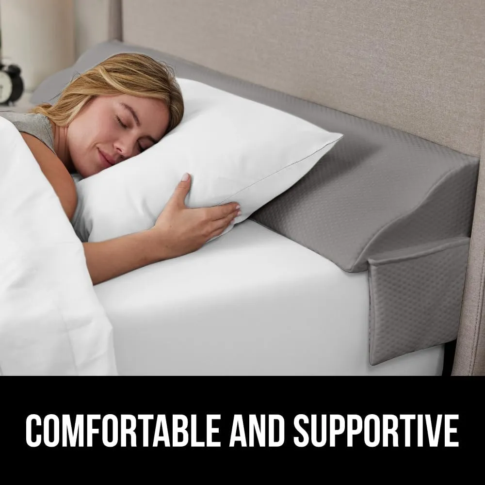 GORILLA GRIP Patent Pending King Bed Wedge Pillow Headboard Gap Filler, Comfortable and Supportive High Density Foam Angled Pillows, Stay in Place Gripping Dots, Wedges Between Mattress, Soft Gray