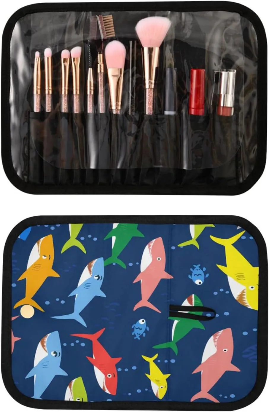 Graffiti Color Shark Women Men Travel Cosmetic Bag, Toiletry Bag Set, Portable Hanging Organizer for Toiletries, Cosmetics, Brushes