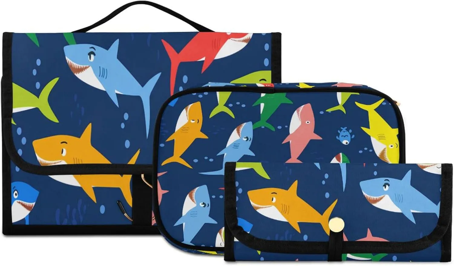 Graffiti Color Shark Women Men Travel Cosmetic Bag, Toiletry Bag Set, Portable Hanging Organizer for Toiletries, Cosmetics, Brushes