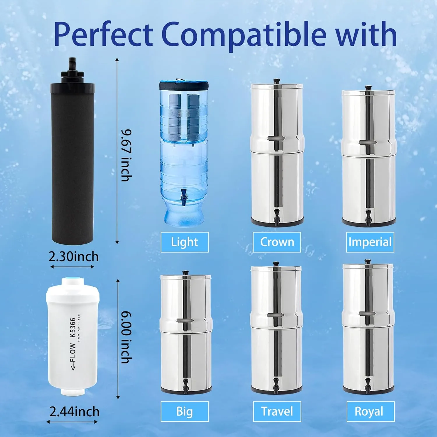 Gravity Water Filter Replacement for Berkey® BB9-2® Black Filters & PF-2® Fluoride Filters, Compatible with Berkey® Gravity Water Filter System, Combo Pack