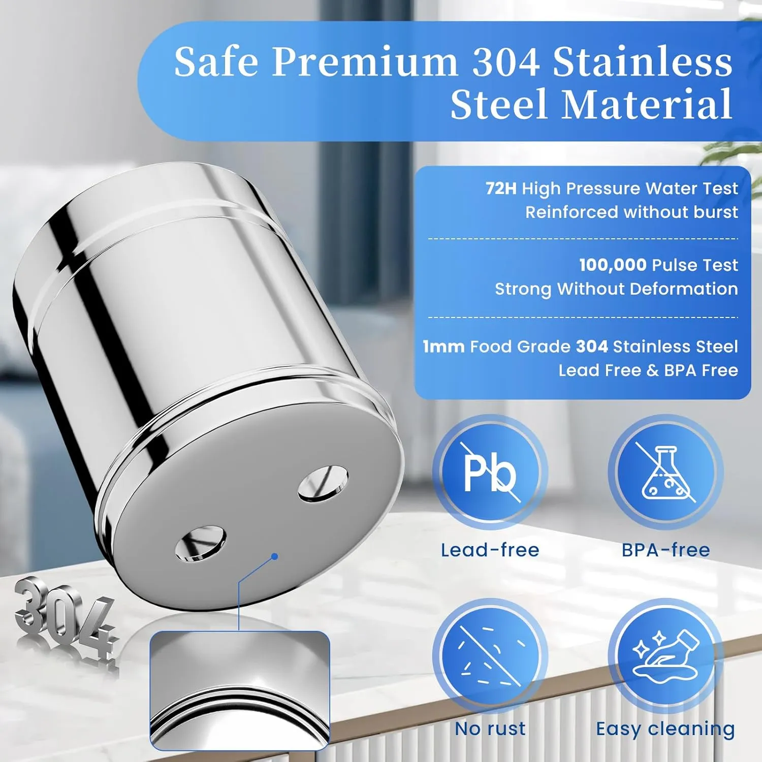 Gravity Water Filter System, 2.25G Berkey Stainless Steel Countertop System Water Purifier with Stand, Reduce 99% Chlorine for Home Camping Backpacking RVing, 2 Carbon Filters