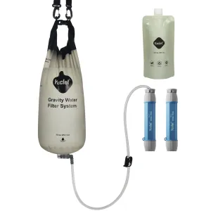 Gravity Water Filter System for Hiking, Camping, Travel, and Emergency Preparedness (1 Gravity Bag, 2 Water Filter Straw, 1 Squeezable Water Pouch)