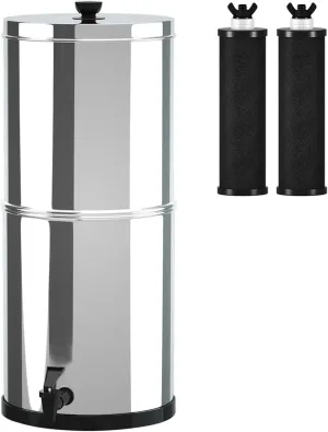 Gravity Water Filter System,Water Filtration System Stainless Steel 1.5G Gravity Water Filter with 2 Pack Filters, Water Filtration Bucket for Home Outdoor Camping Hiking Emergency Preparedness