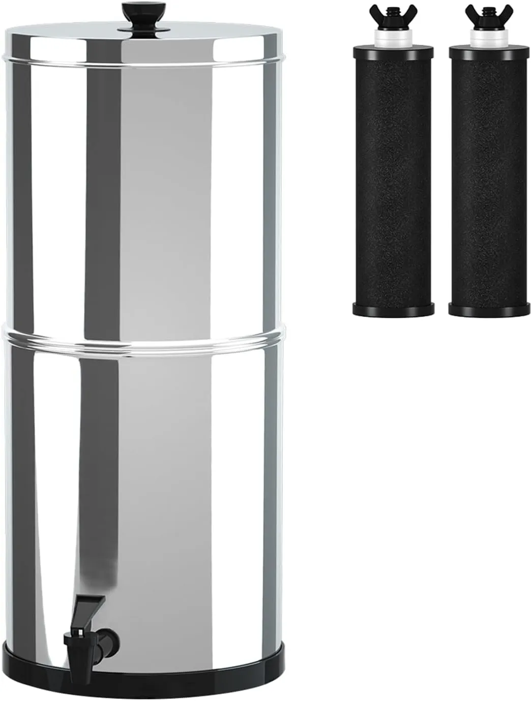 Gravity Water Filter System,Water Filtration System Stainless Steel 1.5G Gravity Water Filter with 2 Pack Filters, Water Filtration Bucket for Home Outdoor Camping Hiking Emergency Preparedness