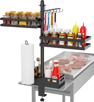 Griddle Caddy for Blackstone Griddle Accessories, BBQ Grill Caddy with Paper Towel Holder, Outdoor Kitchen Accessories for Camper, Grilling Gifts for Men, Dad, Barbecue Tool Sets