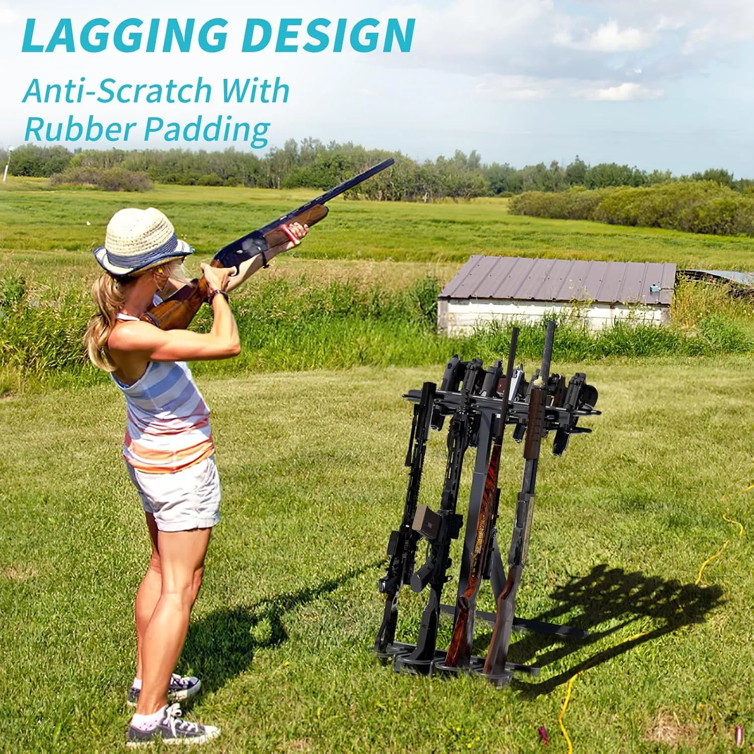 Gun Rack, Folding Rifle Rack, Portable Indoor Gun Racks, Heavy-Duty Steel Gun Rifle Stand Holds Up to 7 Pistols and 4 Rifles or Shotguns