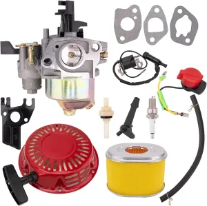 GX160 GX200 Carburetor Compatible with Honda GX120 GX140 GX 160 GX168 GX200 5HP 5.5HP 6.5HP Engine, GX160 Carburetor   Recoil Starter   Ignition Coil   Air Filter Tune Up Kit
