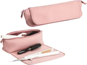 H-TC1 Travel Carrying Bag for Hair Tools, Portable Storage Organizer Bag Hot Tools with Heat Resistant Mat for Flat Irons, Curling Iron, Straighteners Haircare Accessories Travel Case. (Pink)