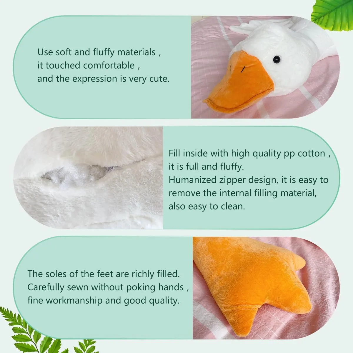Haengbuk-Goose Stuffed Animal, 35.4in/90cm Giant Sleeping Hugging Pillow, Soft White Swan Plush Toy, Gift for Kids, Friends or Family