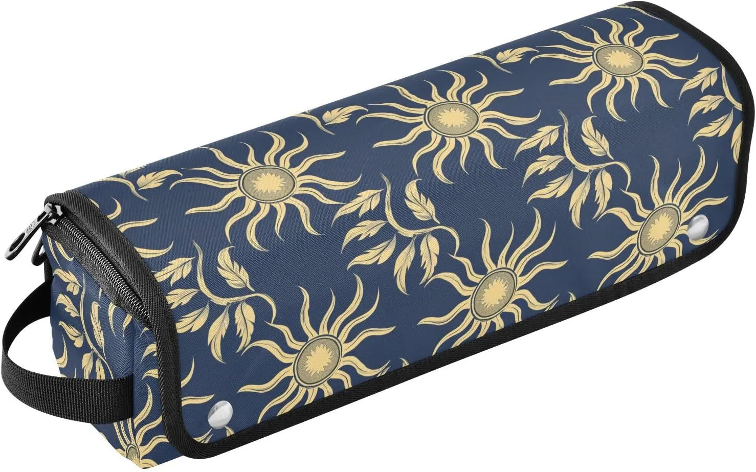 Hair Tool Travel Bag for Women with Heat Resistant Pad Dustproof Travel Hair Straightener Bag for Flat Irons, Straighteners, Curling Irons, William Morris Style Design Sun Dark Blue Hair