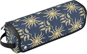 Hair Tool Travel Bag for Women with Heat Resistant Pad Dustproof Travel Hair Straightener Bag for Flat Irons, Straighteners, Curling Irons, William Morris Style Design Sun Dark Blue Hair