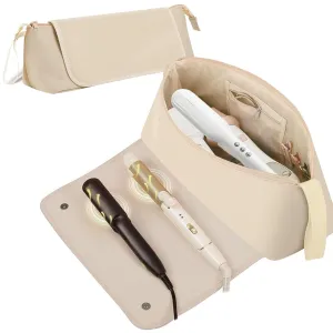 Hair Tools Travel Bag, Hot Tools Organizer for Women, Hair Styling Accessories Organizer Case, Curling Iron Straightener Flat Iron Hair, Essentials Dryer Storage Pouch for New Year Day Gift, Ivory