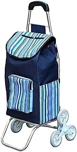 Hand Pallet Truck Lightweight Aluminum Alloy 6 Wheel Climbing Stairs/Wheeled Trolley/Small Trailer/Portable Trolley/Folding Elderly Bag Car Storage Hand Trucks Colored Plaid (Stripes#2) (Stripes#2)