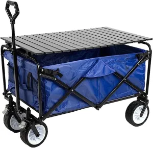 Handcart, Outdoor Folding Utility Wagon Heavy Duty Folding Wagon Cart, Utility Garden Cart with Tabletop, Camping Trolley on Wheels Hand Cart, Load-Bea100Kg/220Lbs/Style 4
