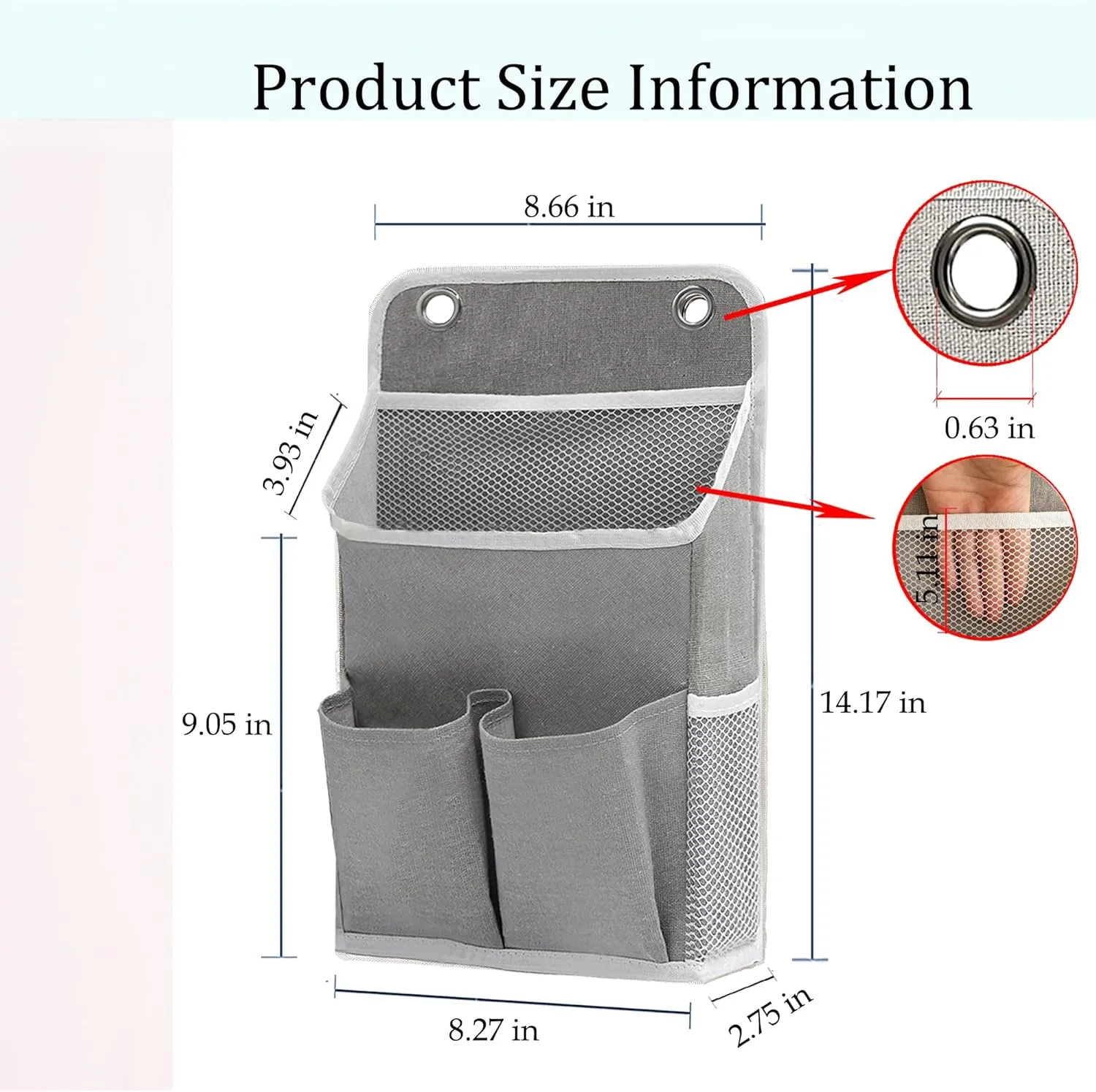 Hanging Basket for Organizing, Wall Organizer with Pockets and Over The Door Organizer，Can for Home, Closet, Office and Camper (2 Grey)