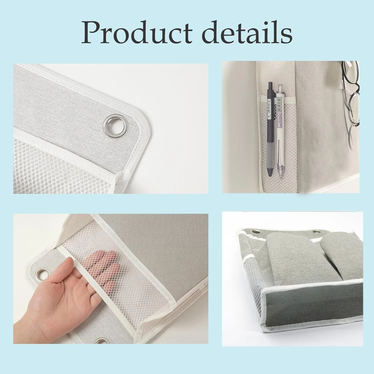 Hanging Basket for Organizing, Wall Organizer with Pockets and Over The Door Organizer，Can for Home, Closet, Office and Camper (2 Grey)