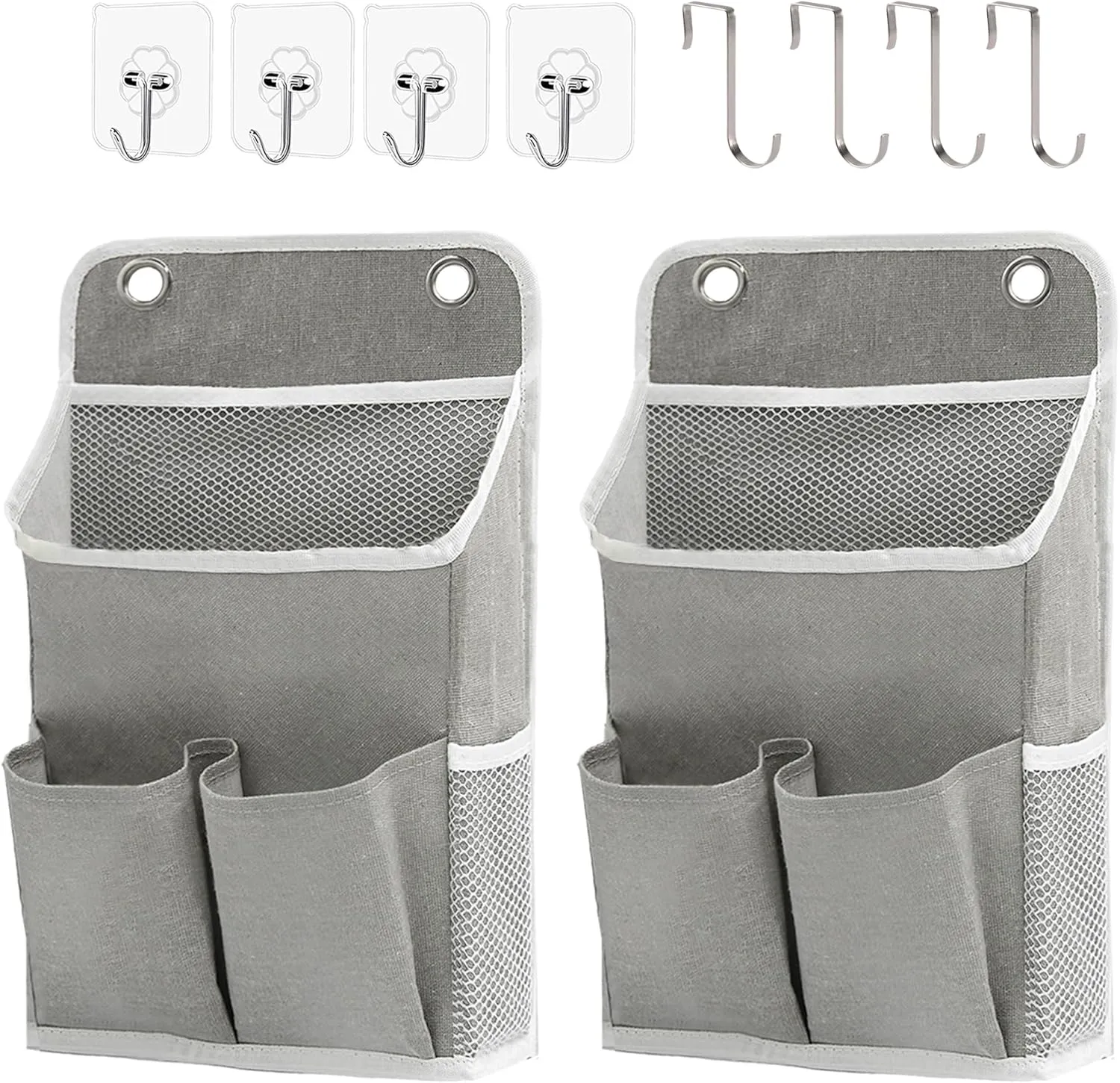 Hanging Basket for Organizing, Wall Organizer with Pockets and Over The Door Organizer，Can for Home, Closet, Office and Camper (2 Grey)