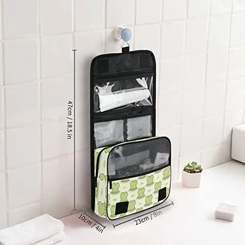 Hanging Toiletry Bag Cute Frog Makeup Travel bag for Toiletries Portable Toiletry Organizer Bags Clear Toiletry Cosmetic Kit