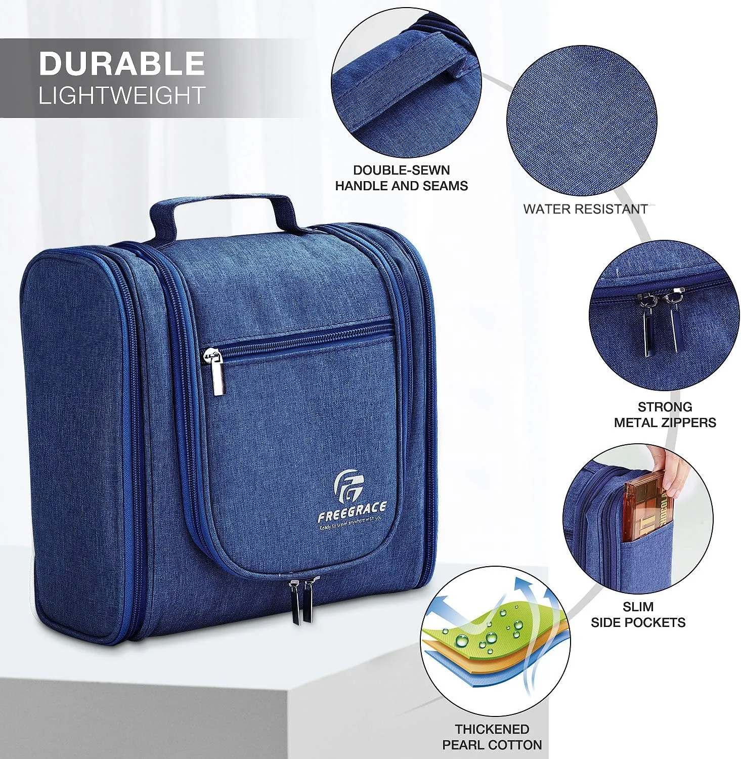 Hanging Toiletry Bag Extra Large Capacity | Premium Travel Organizer Bags For Men And Women | Durable Waterproof Nylon Bathroom, Shower, Makeup Bag For Toiletries, Cosmetics, Brushes