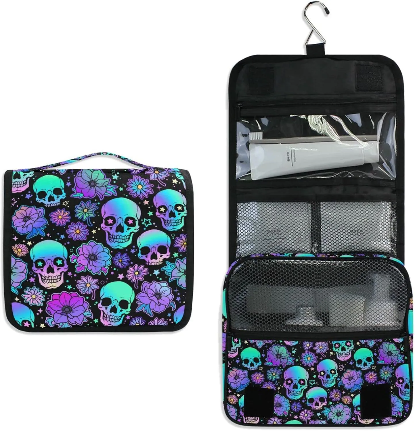Hanging Toiletry Bag Funny Skulls Makeup Bag Travel bag for Toiletries Portable Toiletry Organizer Bags Toiletry Bag for Women Men, Travel-Essentials Toiletry Bag