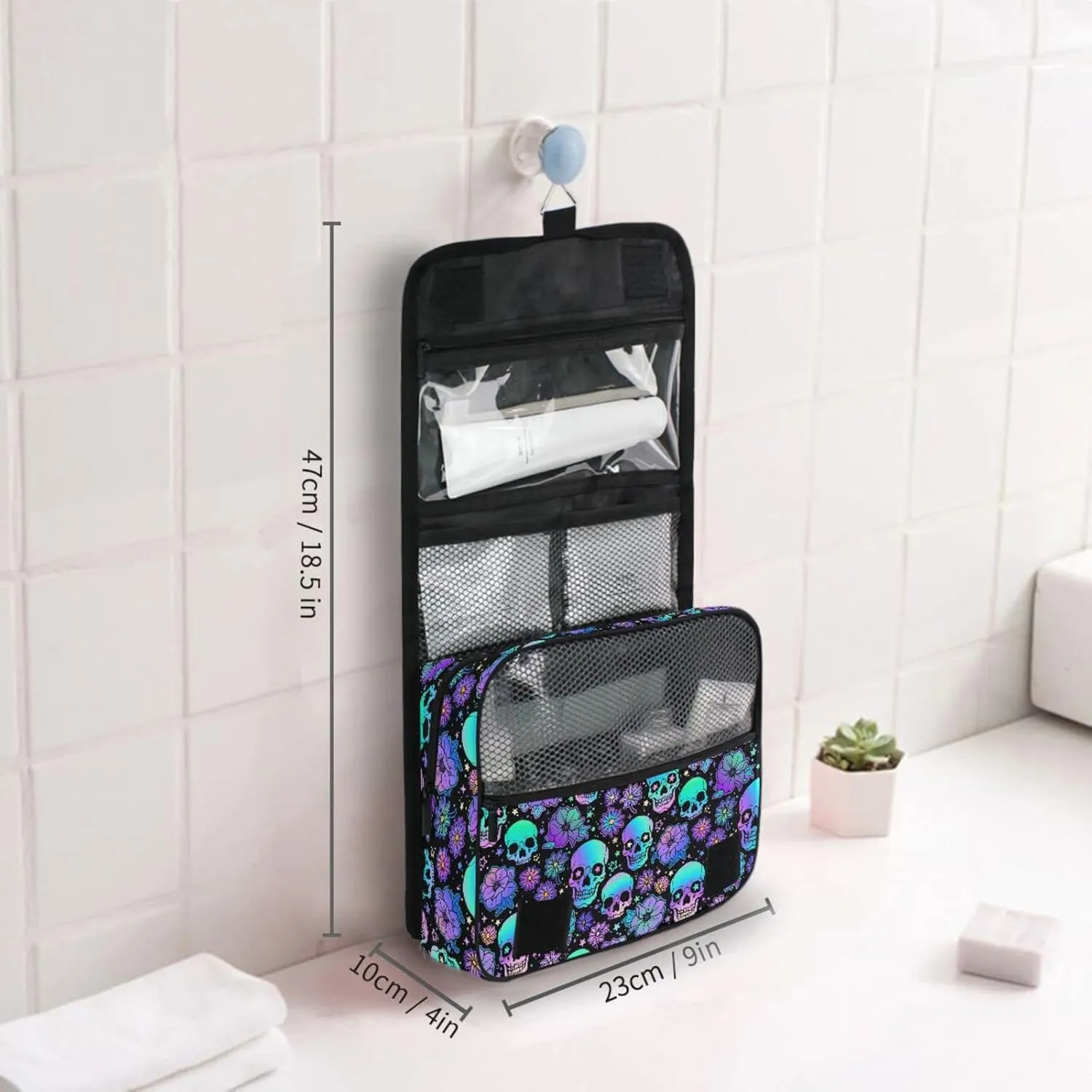 Hanging Toiletry Bag Funny Skulls Makeup Bag Travel bag for Toiletries Portable Toiletry Organizer Bags Toiletry Bag for Women Men, Travel-Essentials Toiletry Bag