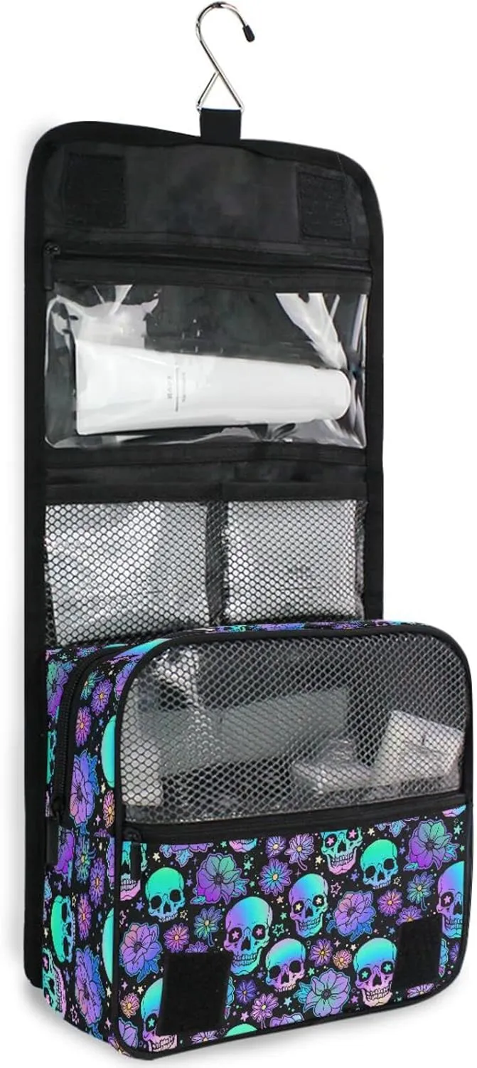 Hanging Toiletry Bag Funny Skulls Makeup Bag Travel bag for Toiletries Portable Toiletry Organizer Bags Toiletry Bag for Women Men, Travel-Essentials Toiletry Bag