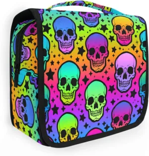 Hanging Toiletry Bag Rainbow Stars Skulls Travel Makeup bag for Toiletries Portable Travel Toiletry Organizer Cosmetic Bags with Hanging Hook