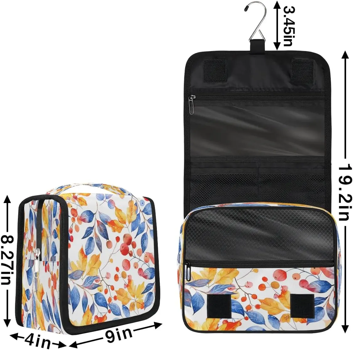 Hanging Travel Toiletry Bag Leaves Berry Toiletry Bags with Hanging Hook Portable Cosmetic Bag Makeup Organizer for Travel Business Trip