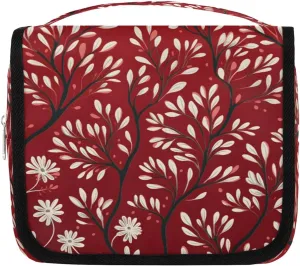 Hanging Travel Toiletry Bag Leaves Printed Toiletry Bags with Hanging Hook Portable Cosmetic Bag Makeup Organizer for Travel Business Trip