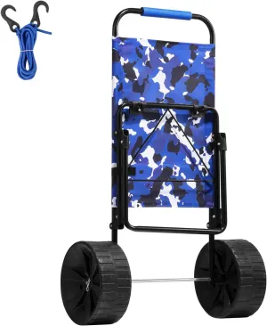 Happybuy Beach Dolly with Big Wheels, 15.4" x 15.7" Cargo Deck, 10" PE Solid Wheels, 69LBS Capacity, Folding Sand Cart for Picnic, Camping, Fishing, Beach, Gardening