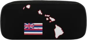 Hawaii State Map and Flag Novelty Pencil Box Cute Pencil Case Pen Organizer Bag Large Capacity Pen Pouch