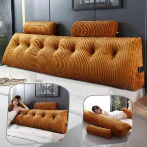 Headboard Wedge Pillow with 2 Pack Neck Roll Pillows Large Wedge Headboard Pillow Reading Pillow Soft and Supportive with Removable Cover
