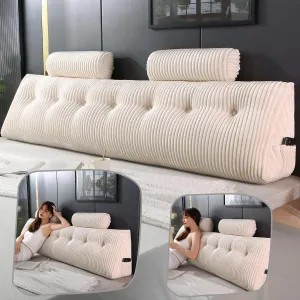 Headboard Wedge Pillow with 2 Pack Neck Roll Pillows Large Wedge Headboard Pillow Reading Pillow Soft and Supportive with Removable Cover