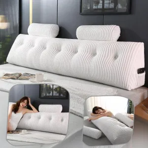 Headboard Wedge Pillow with 2 Pack Neck Roll Pillows Large Wedge Headboard Pillow Reading Pillow Soft and Supportive with Removable Cover