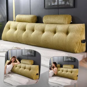 Headboard Wedge Pillow with 2 Pack Neck Roll Pillows Large Wedge Headboard Pillow Reading Pillow Soft and Supportive with Removable Cover