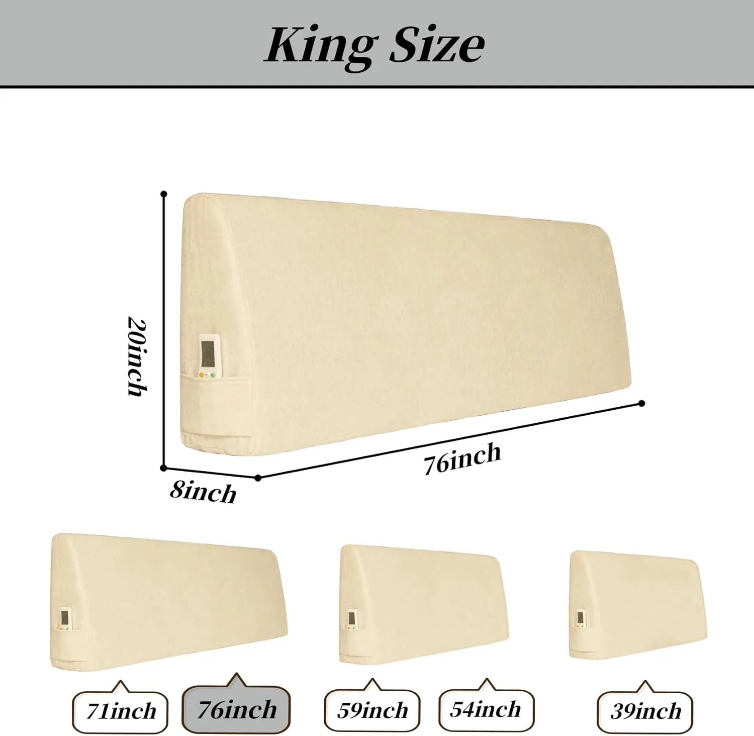 Headboard Wedge Pillow，King Headboard Pillow，Reading Pillow for Bed，backrest Pillows for Sitting in Bed,Perfect for Sitting, Reading or Working, with Removable Cover, Beige