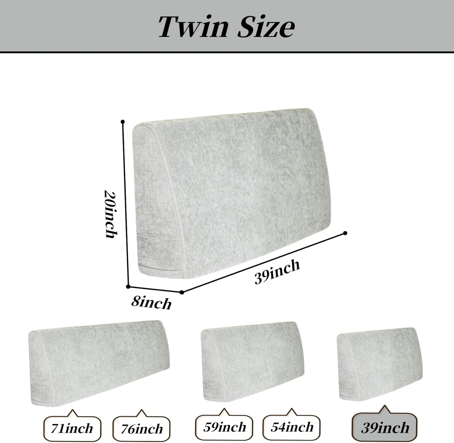 Headboard Wedge Pillow，King Headboard Pillow，Reading Pillow for Bed，backrest Pillows for Sitting in Bed,Perfect for Sitting, Reading or Working, with Removable Cover, Light Gray