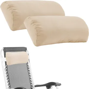 Headrest Pillow for Patio Chaise Lounge, 2 Packs Head Pillow with Elastic Band for Zero Gravity Lounge Chair, Head Neck Rest Pillow Lumbar Pillow, Beige