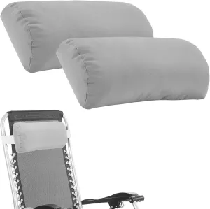 Headrest Pillow for Patio Chaise Lounge, 2 Packs Head Pillow with Elastic Band for Zero Gravity Lounge Chair, Head Neck Rest Pillow Lumbar Pillow, Light Gray